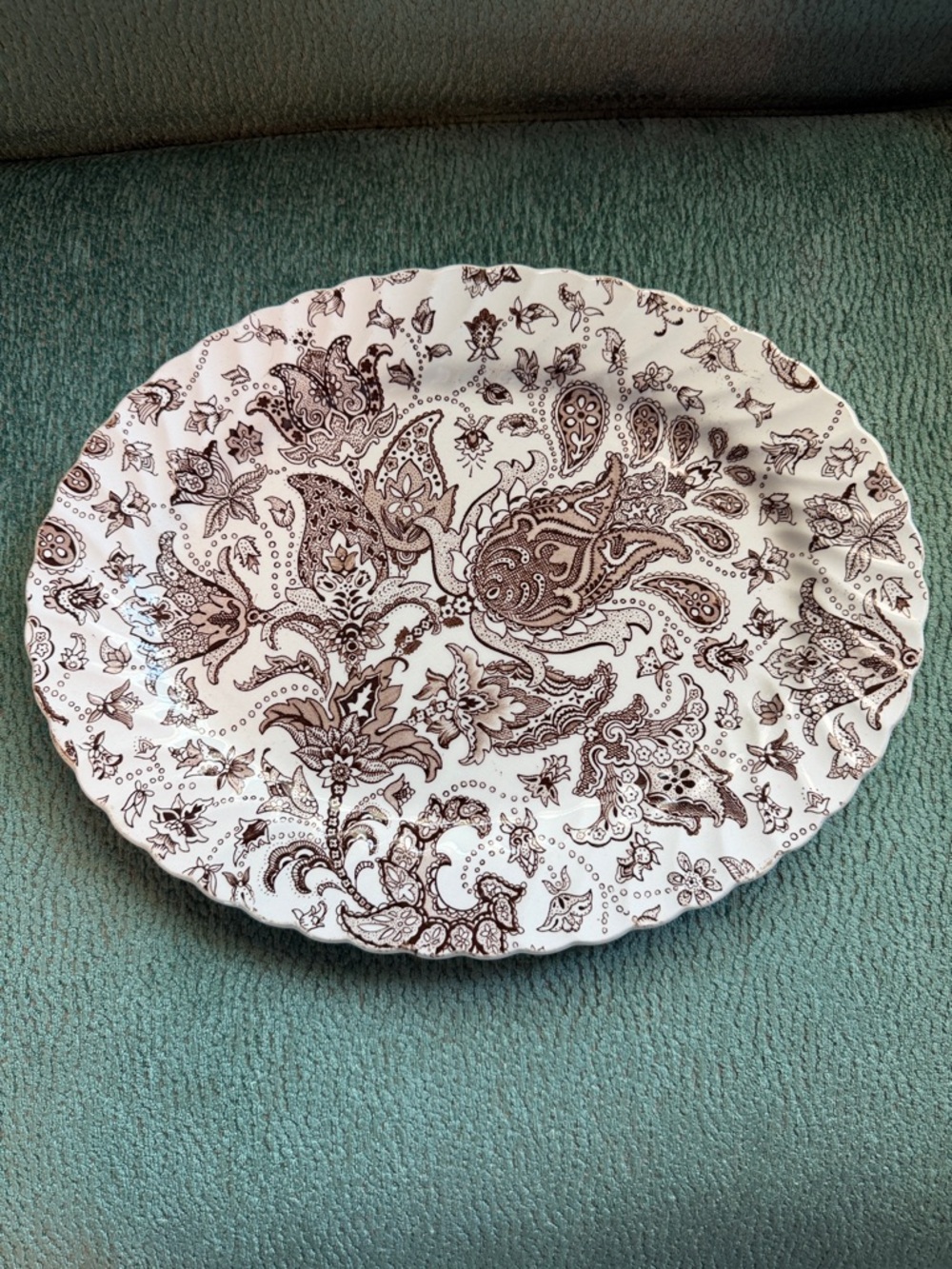 Johnson Bros Paisley Serving Platter Large Brown White Floral Ironstone 12”